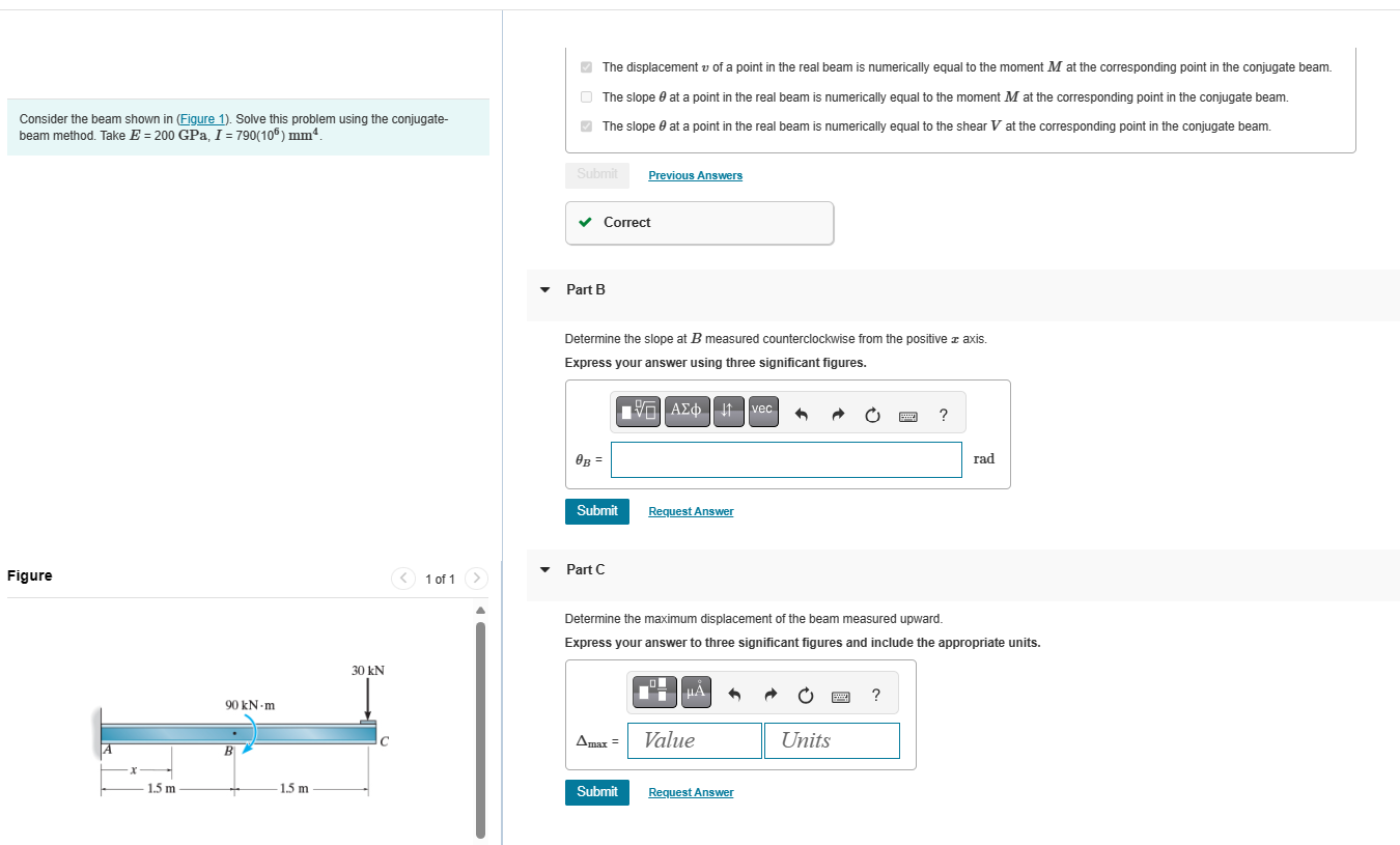 Solved The displacement v ﻿of a point in the real beam is | Chegg.com