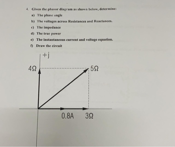 Solved 4. Given the phasor diagram as shown below, | Chegg.com