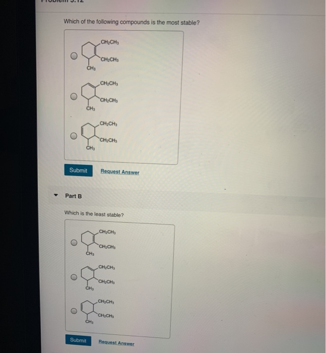 Solved Which of the following compounds is the most stable? | Chegg.com