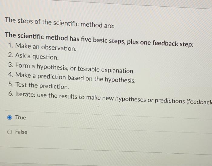 Solved The steps of the scientific method are: The | Chegg.com