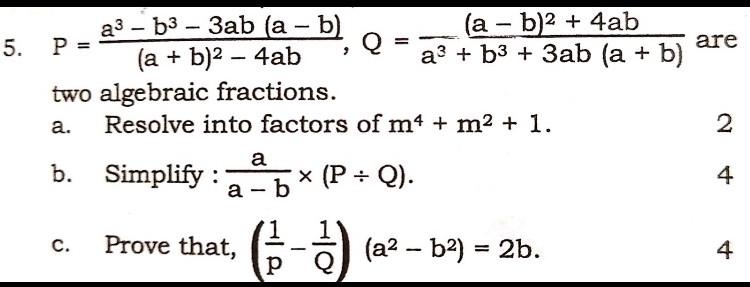 Solved - - a3 - b3 - 3ab (a - b) (a - b)2 + 4ab 5. P = are | Chegg.com