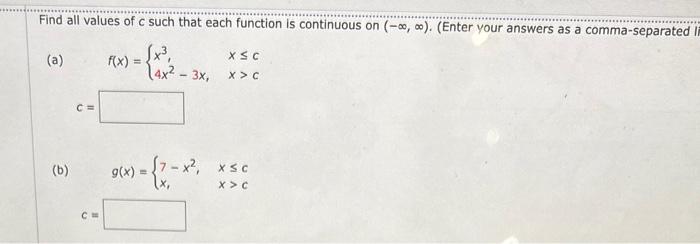 Solved Find all values of c such that each function is | Chegg.com