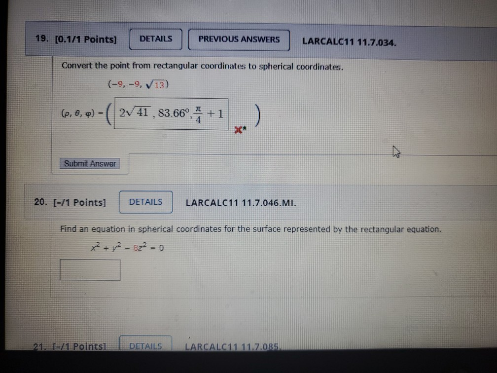 Solved 19. [0.1/1 Points] DETAILS PREVIOUS ANSWERS LARCALC11 | Chegg.com
