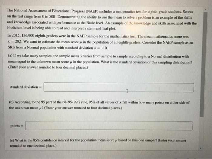 Solved The National Assessment of Educational Progress | Chegg.com