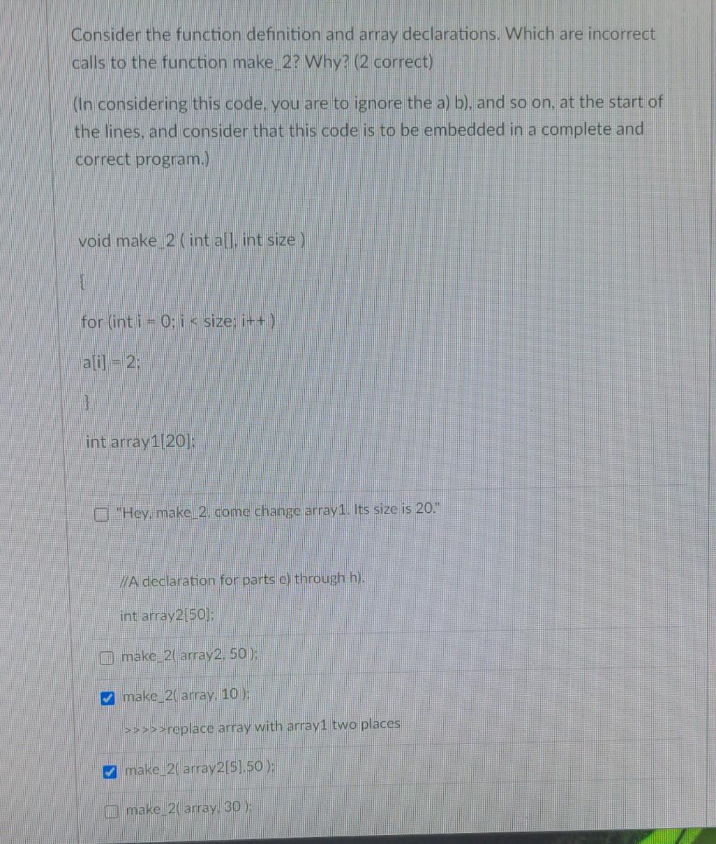 Solved Consider the function definition and array | Chegg.com