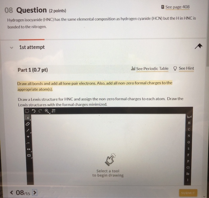 Solved: 08 Question (2 Points) See Page 408 Hydrogen Isocy ...