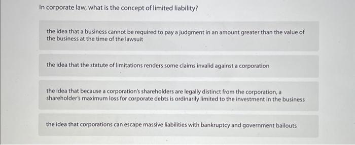 Concept of Limited Liability as per the Limited Liability Company Law