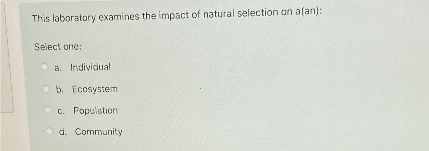 Solved This laboratory examines the impact of natural | Chegg.com