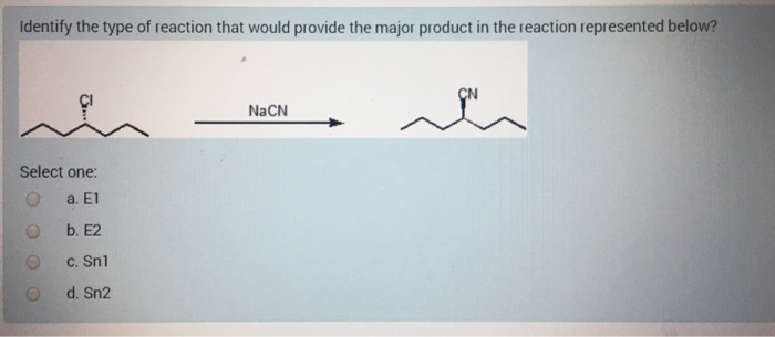 Solved identify the type of reaction that would provide the | Chegg.com