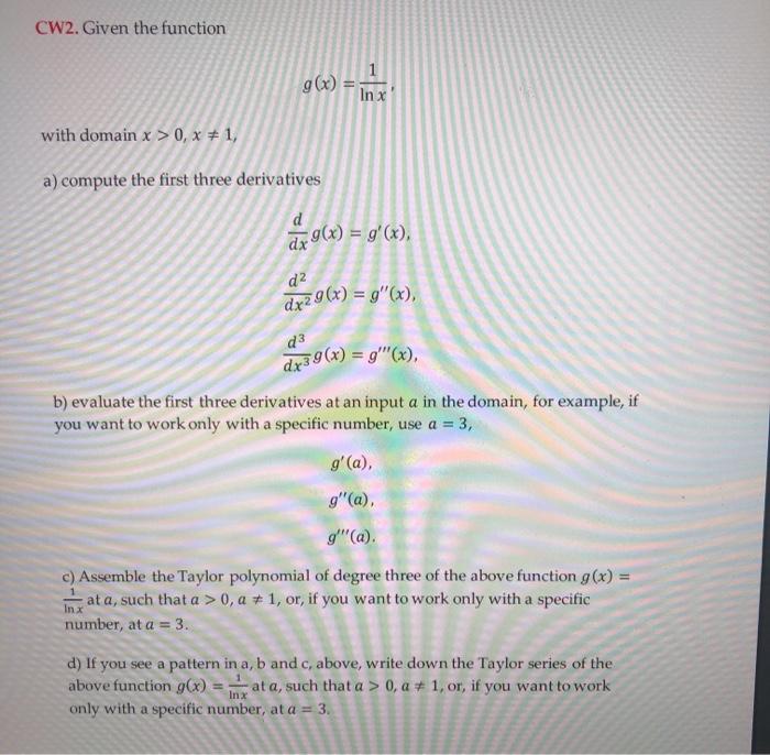Solved Cw2 Given The Function G X In X With Domain X Chegg Com