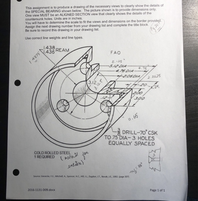 Solved This assignment is to produce a drawing of the | Chegg.com