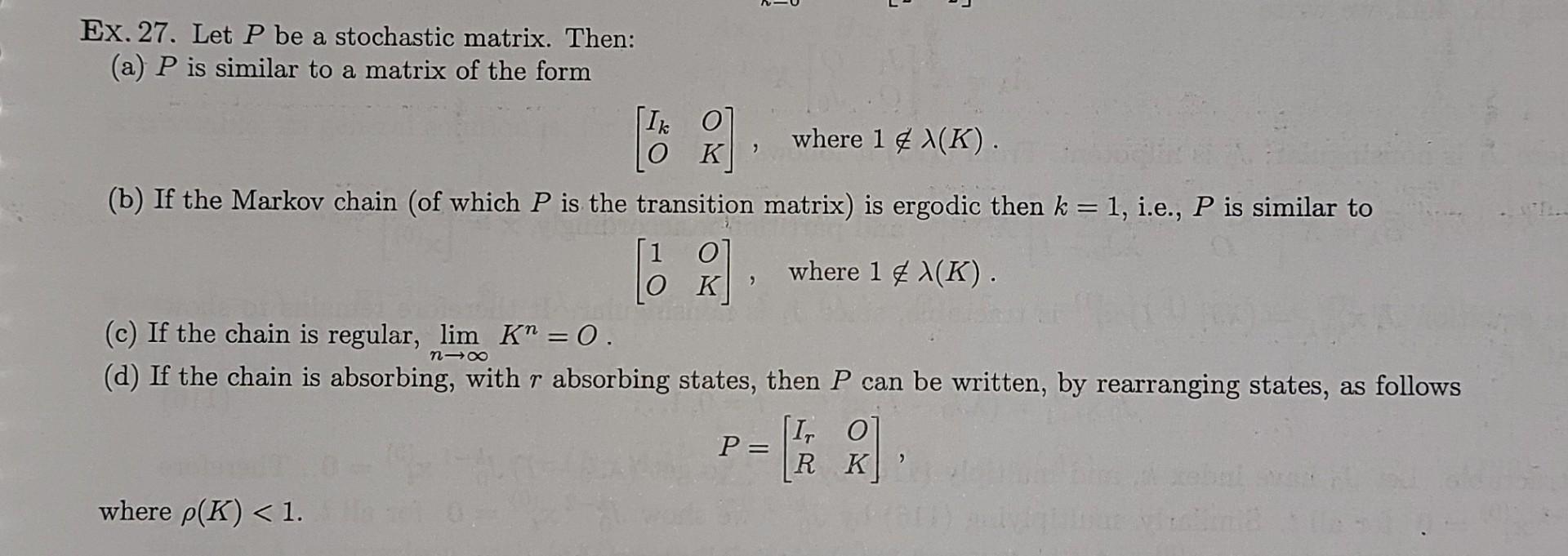 Ex 27 Let P Be A Stochastic Matrix Then A P Is 3881