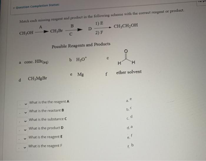 Solved Question completion Status Match cach missing