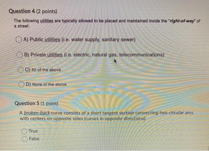 Solved Question 4 (2 points) The following utilities are | Chegg.com