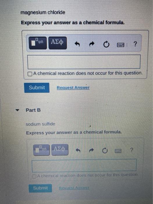 Solved Part B Nacl Express Your Answer As An Ion Asf A Chegg Com