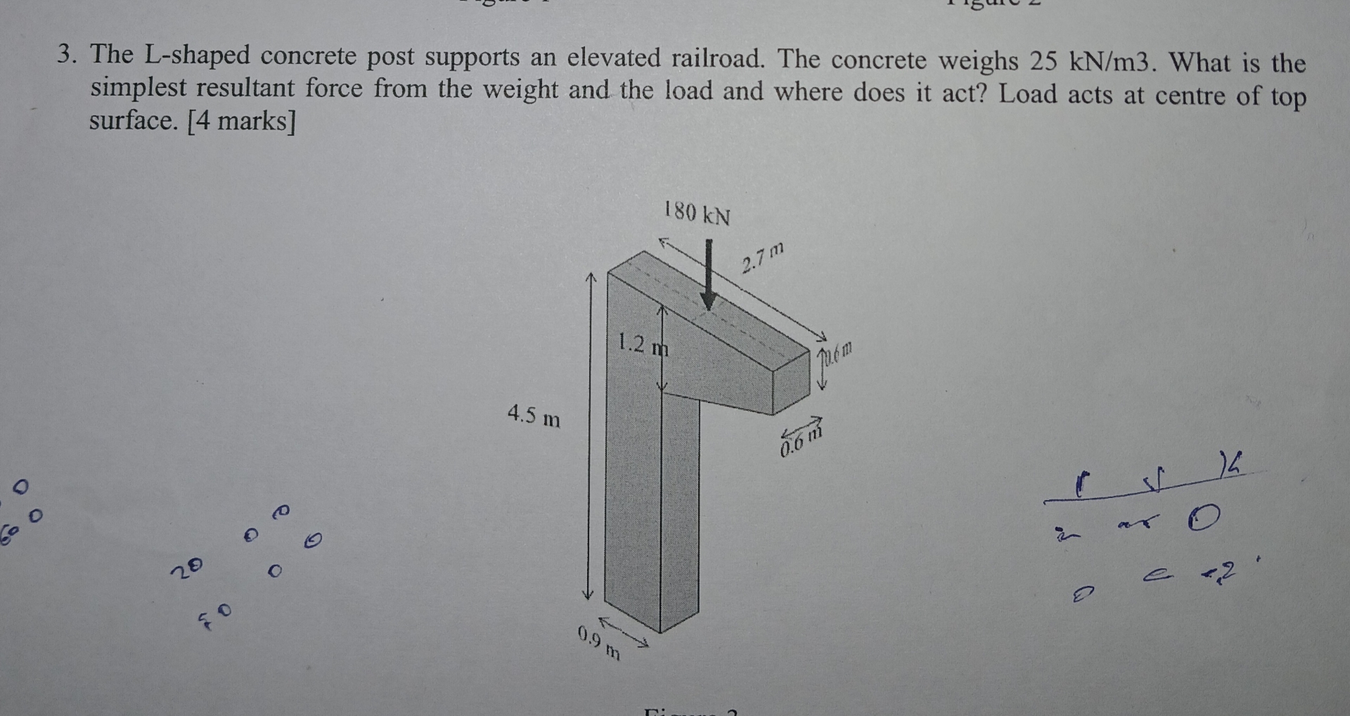 Solved The L-shaped concrete post supports an elevated | Chegg.com