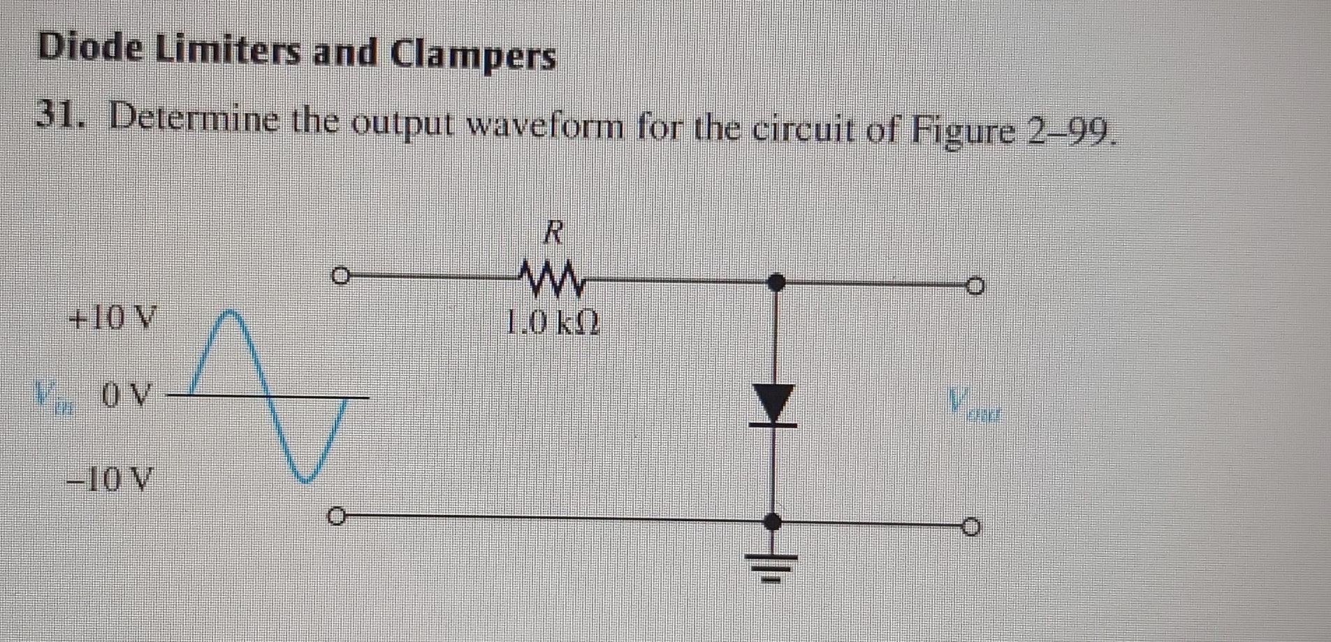 Solved Diode Limiters and Clampers 31. Determine the output