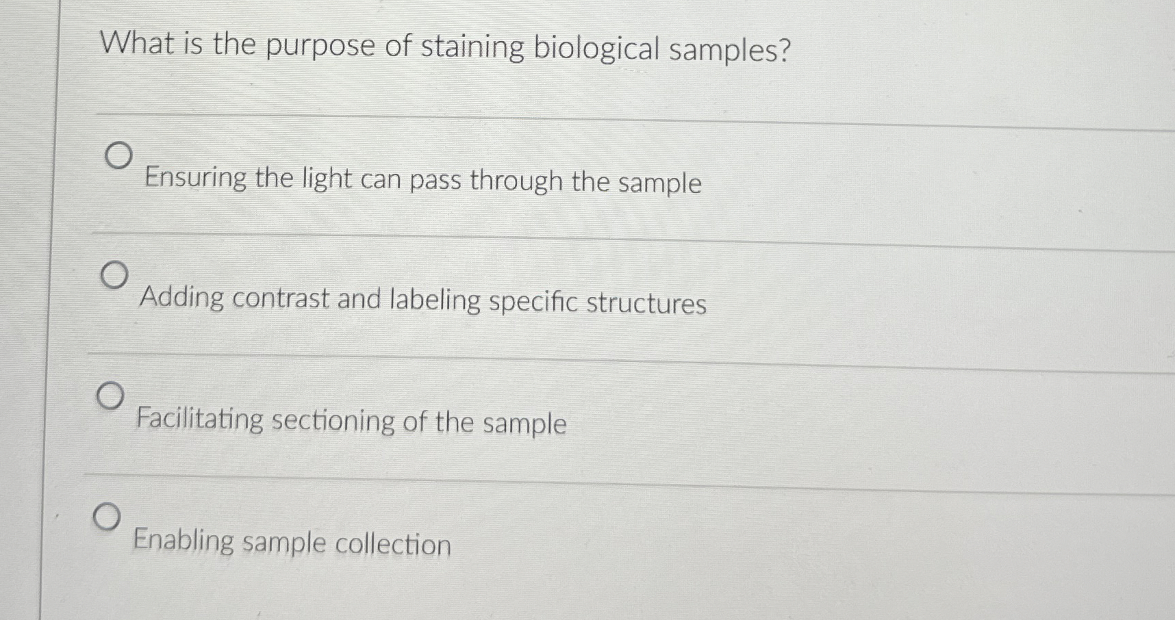 Solved What is the purpose of staining biological | Chegg.com