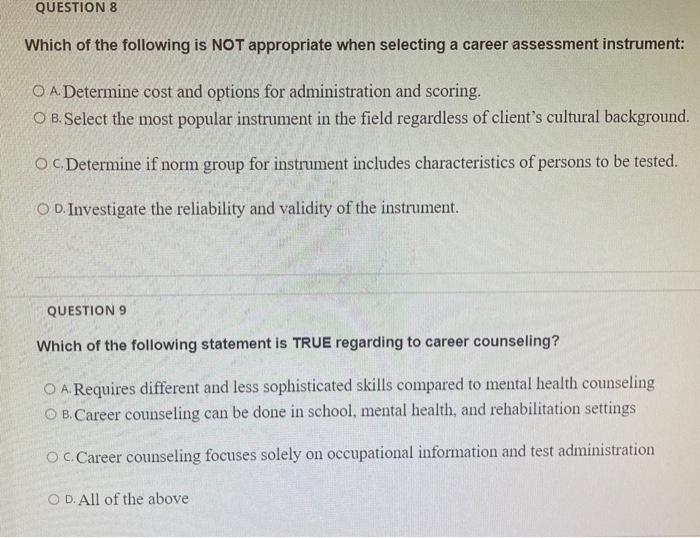 Solved Which of the following is NOT appropriate when | Chegg.com