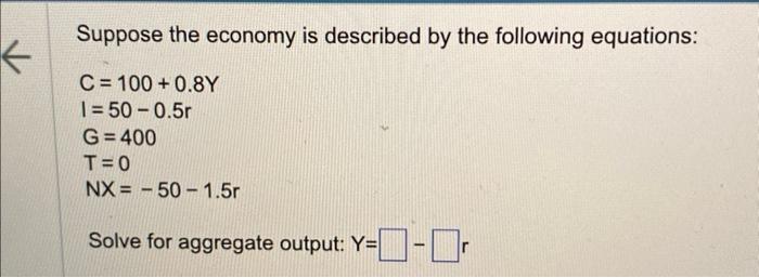 Solved Suppose The Economy Is Described By The Following | Chegg.com