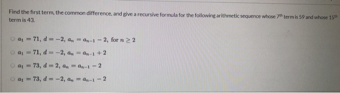 Solved Find the first term, the common difference, and give | Chegg.com