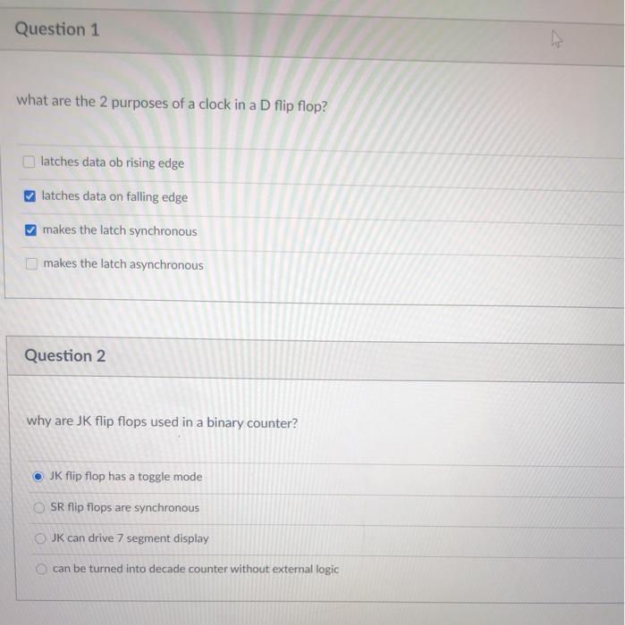 Solved two questions about latches d flip flop & jk flip