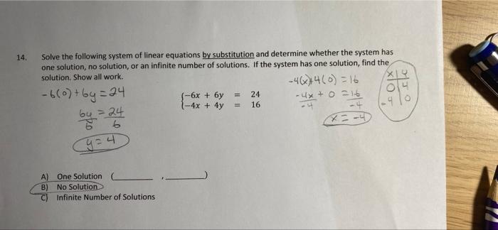 Solved 14. Solve The Following System Of Linear Equations By | Chegg.com