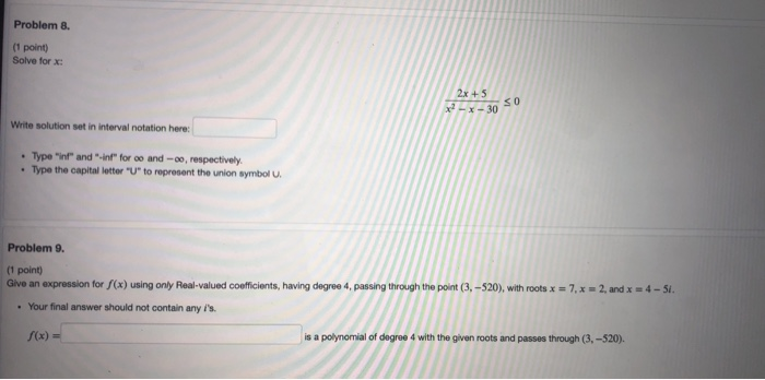 Solved Problem 8. (1 point) Solve for 25 30 50 Write | Chegg.com
