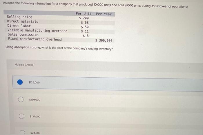 solved-assume-the-following-information-for-a-company-that-chegg