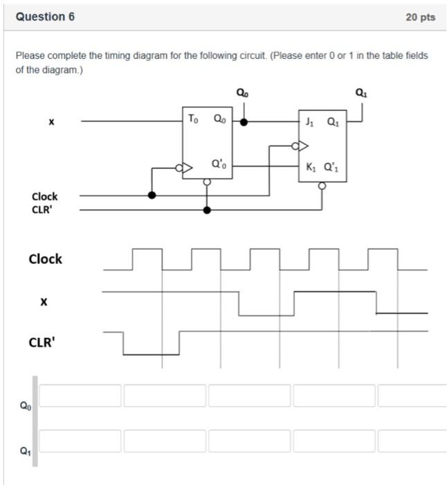 Solved Question 6 20 pts Please complete the timing diagram | Chegg.com