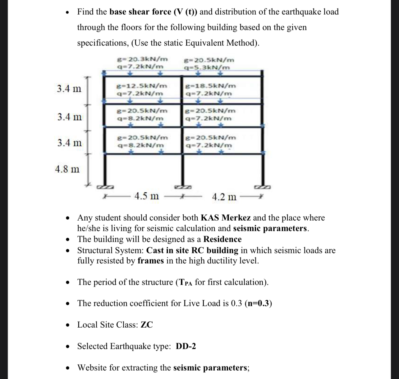 Solved Find the base shear force ) ﻿and distribution of the | Chegg.com