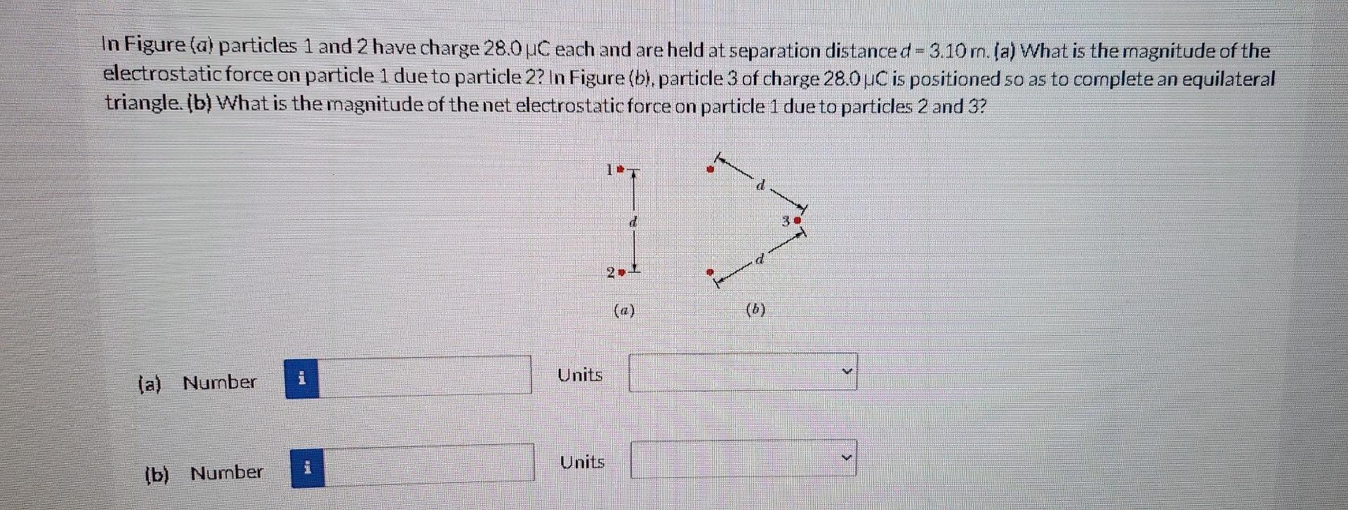 Solved In Figure (a) particles 1 and 2 have charge 28.0μC | Chegg.com