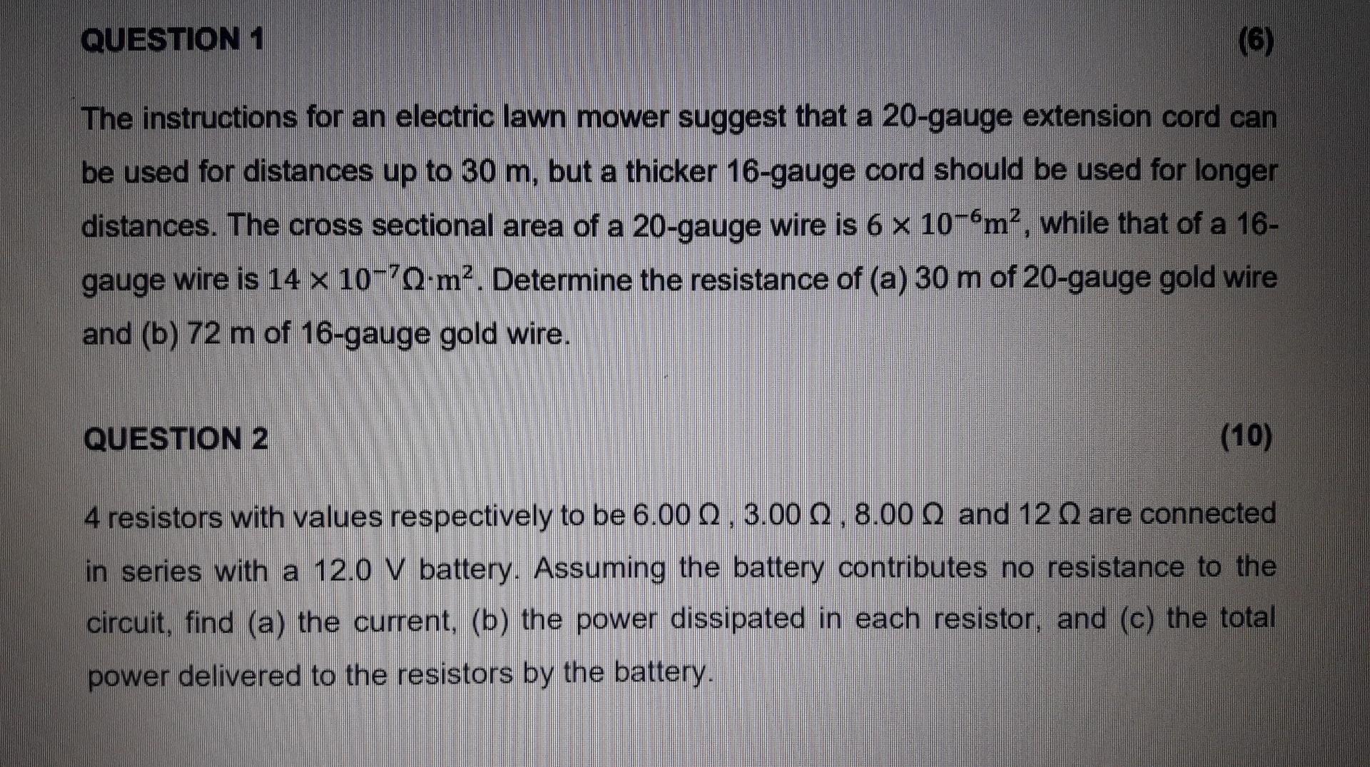 Solved QUESTION 1 6 The instructions for an electric lawn