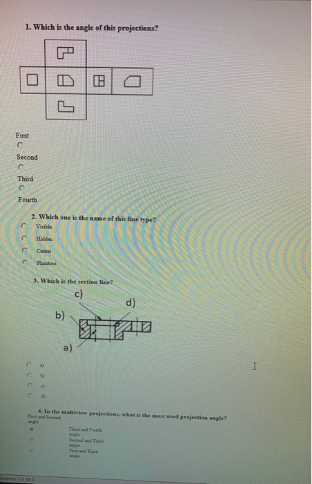 Solved 1. Which is the angle of this projections? First с | Chegg.com
