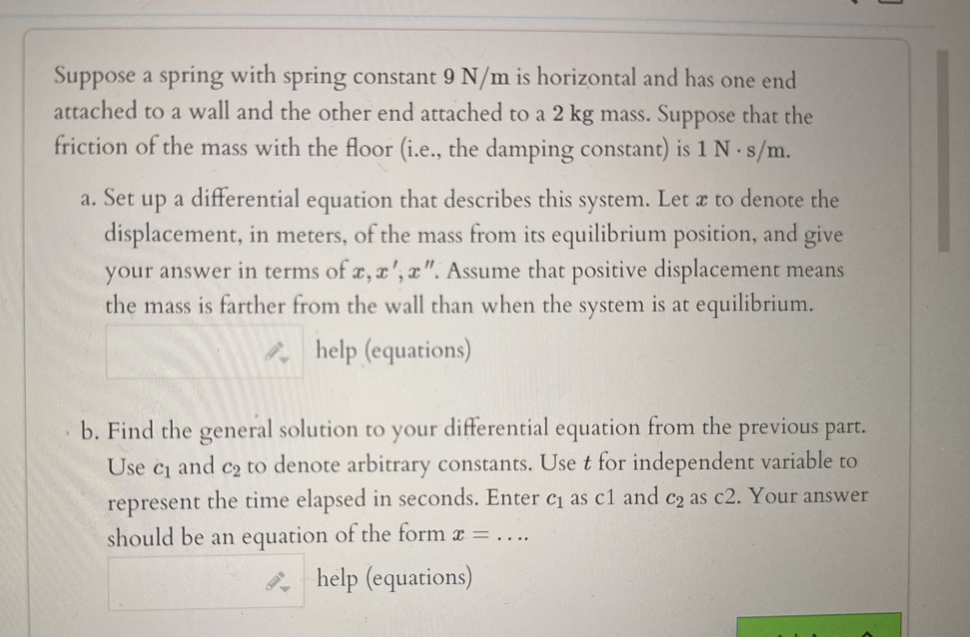 Suppose A Spring With Spring Constant 9nm ﻿is