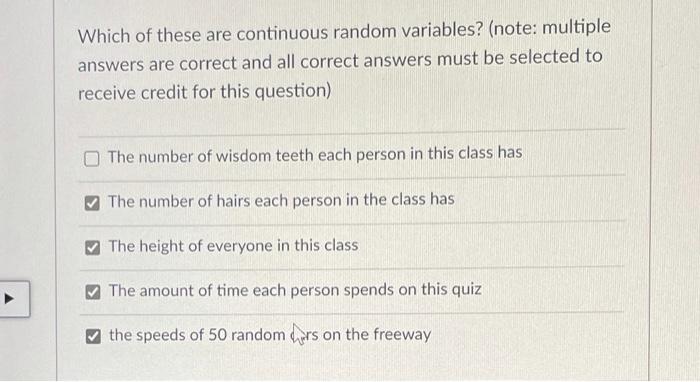 Solved Which of these are continuous random variables? | Chegg.com