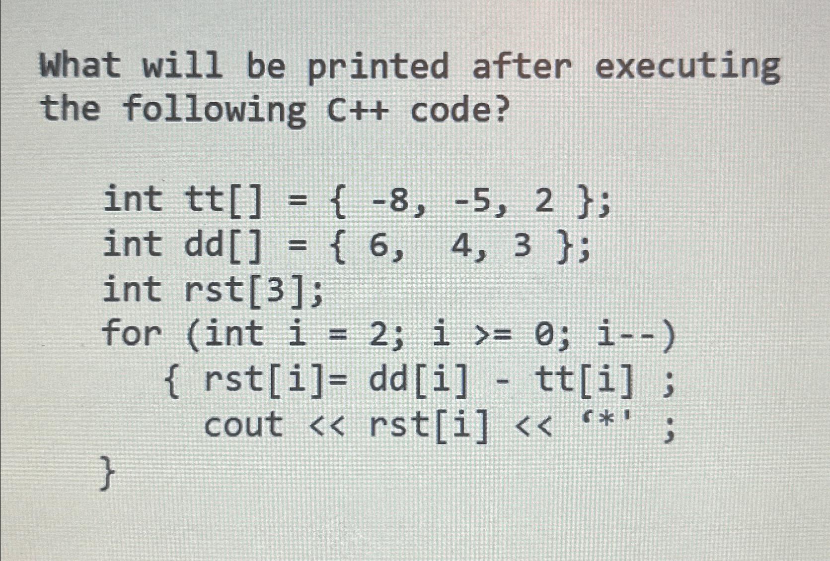 Solved What Will Be Printed After Executing The Following Chegg Com