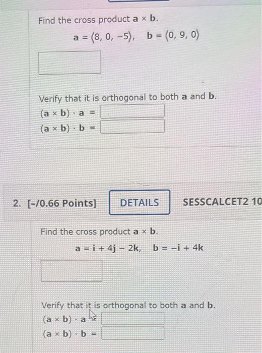 Solved Find The Cross Product A×b. A= 8,0,−5),b= 0,9,0 | Chegg.com