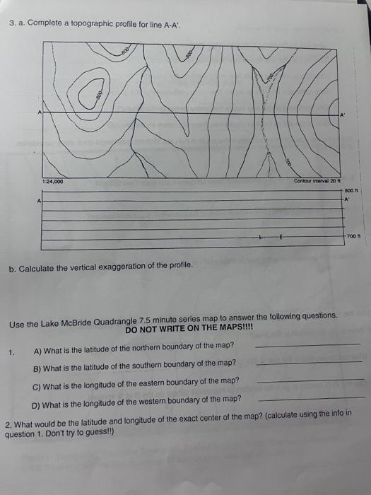 Solved 3. a. Complete a topographic profile for line A-A : | Chegg.com