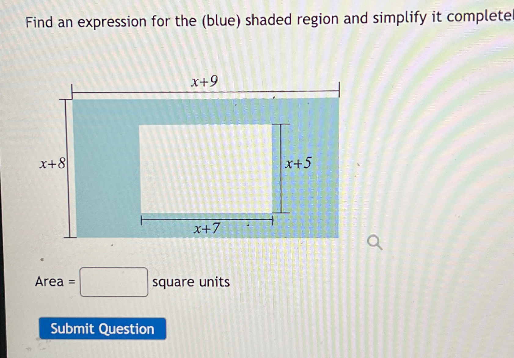 Solved Find an expression for the (blue) ﻿shaded region and | Chegg.com