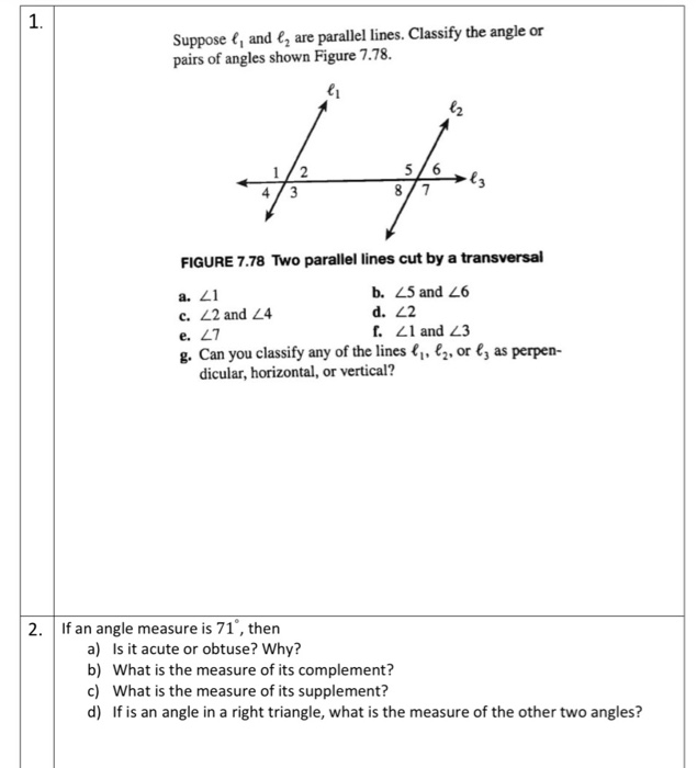 Solved 1 Suppose L And E Are Parallel Lines Classify Chegg Com