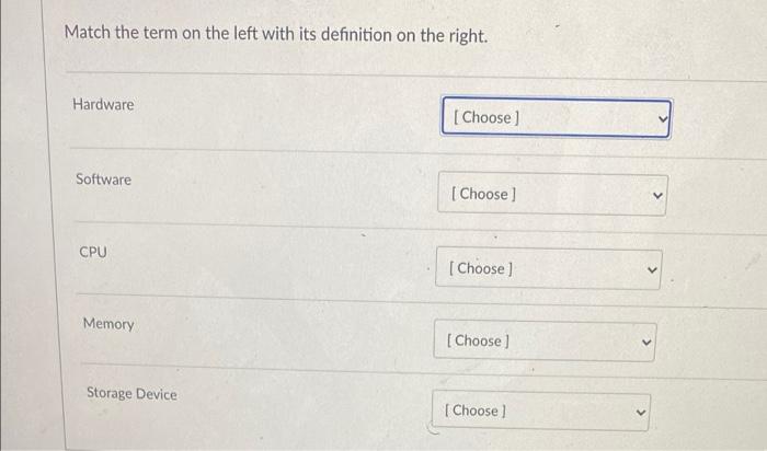 Solved Match the term on the left with its definition on the | Chegg.com
