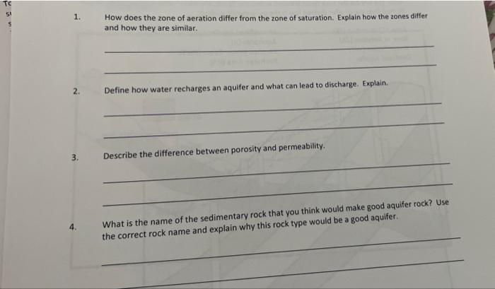 How does the zone of aeration differ from the zone of saturation. Explain how the zones differ and how they are similar.
Defi