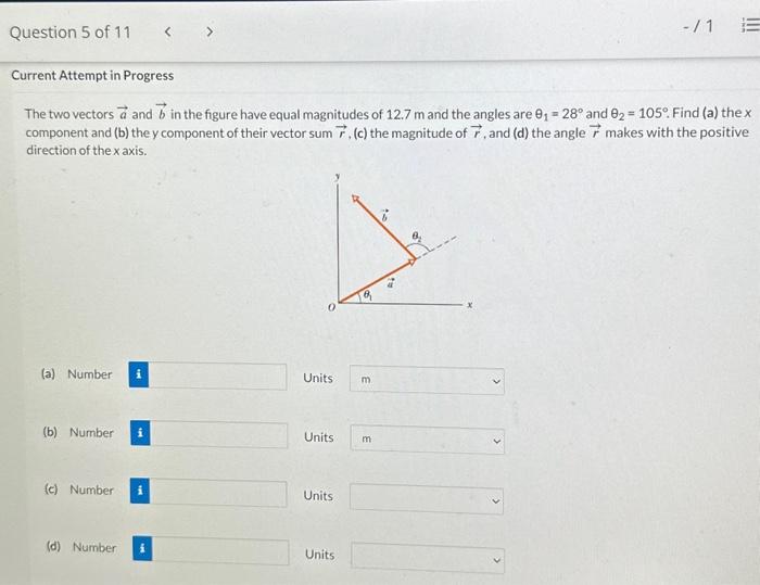 Solved The two vectors a and b in the figure have equal | Chegg.com