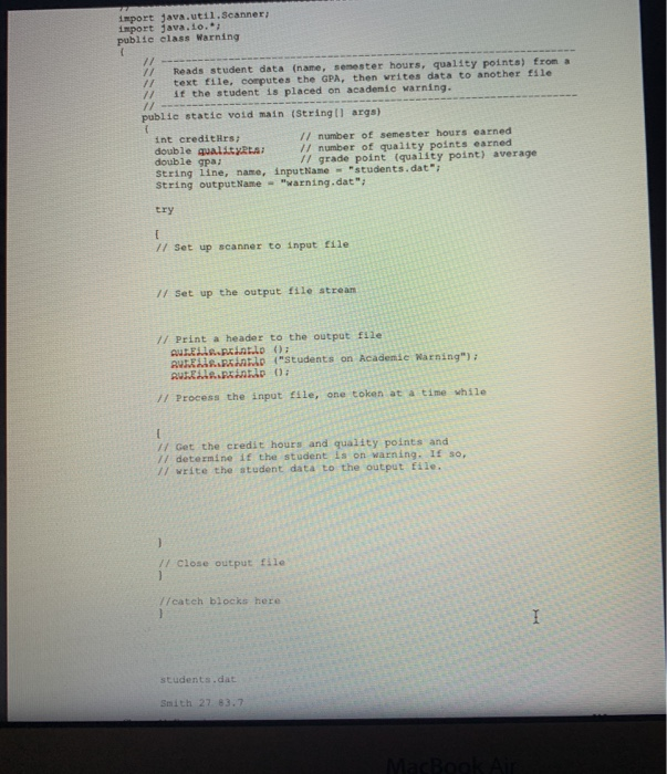 Solved 4. Warning Write a program that will read in a file | Chegg.com