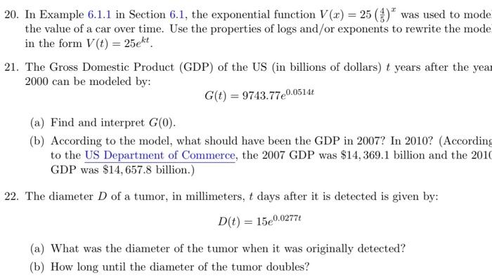 Solved 20. In Example 6.1.1 in Section 6.1, the exponential | Chegg.com