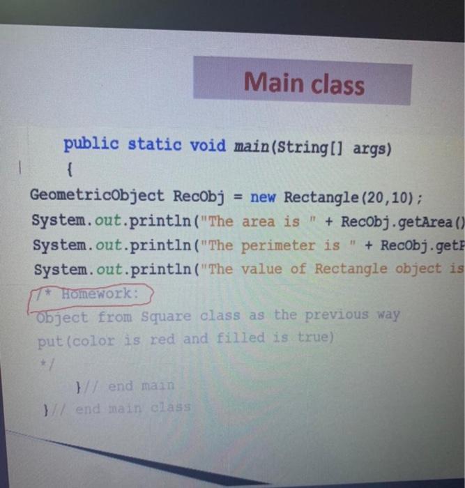 Solved Main class public static void main(String[] args) { | Chegg.com