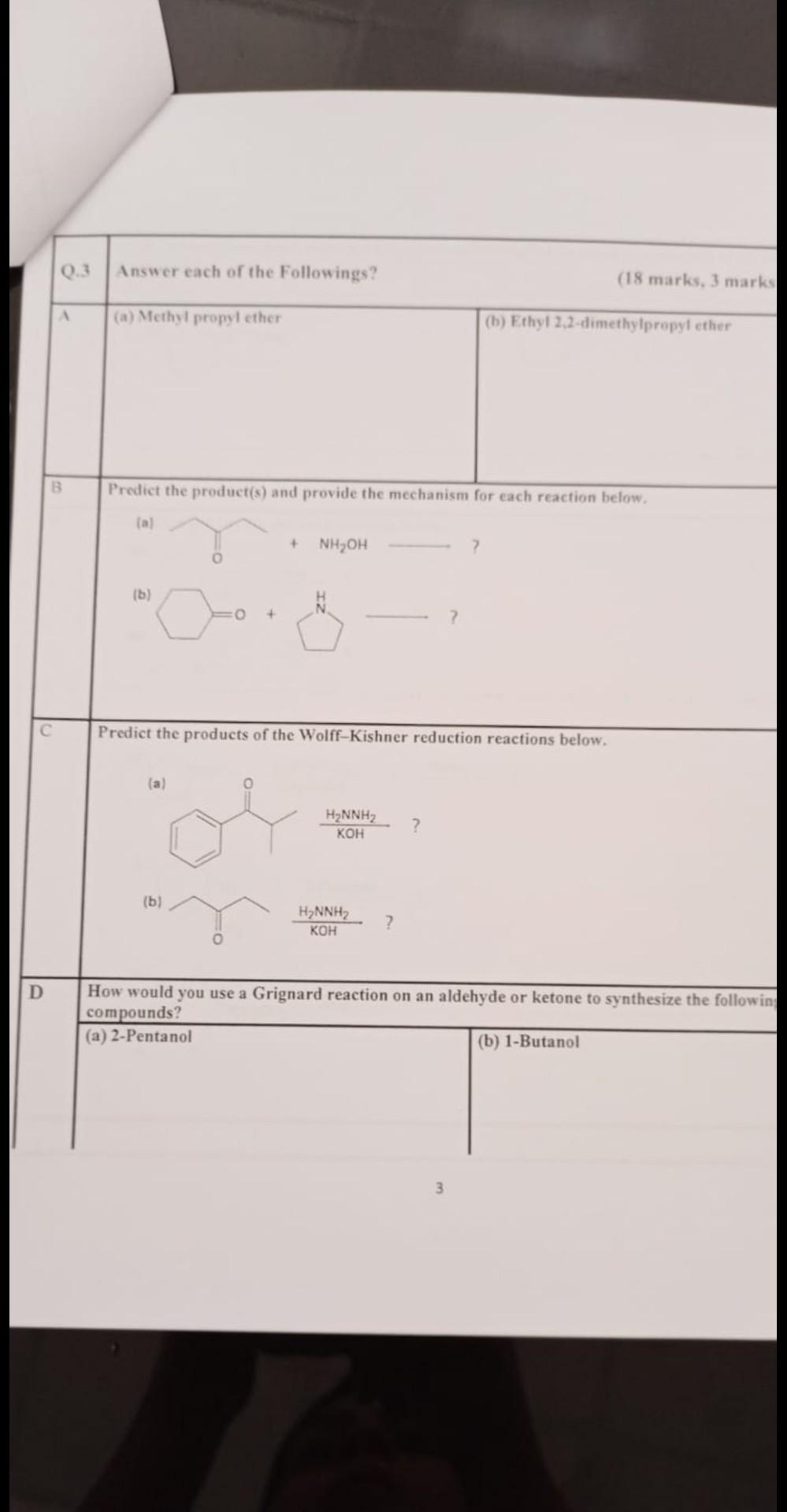 Solved D Q.3 A B Answer Each Of The Followings? (a) Methyl | Chegg.com