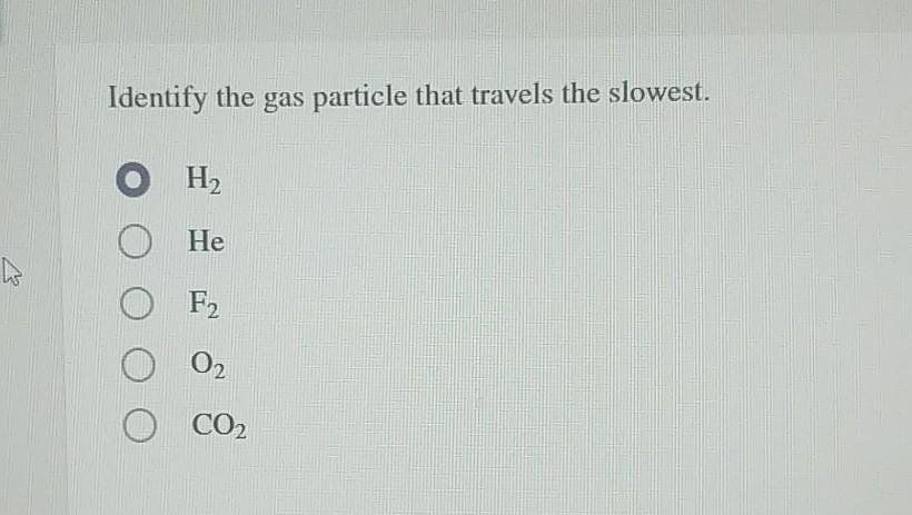 Identify The Gas Particle That Travels The Slowest Chegg 