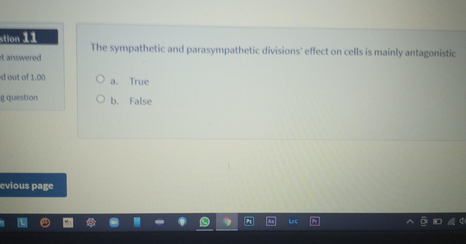 Solved stion 11 The sympathetic and parasympathetic | Chegg.com